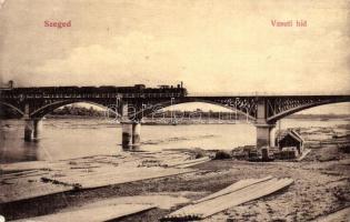 1906 Szeged, Vasúti híd gőzmozdonnyal, faúsztatás. W.L. 833 (EB)