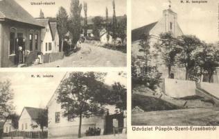 1913 Erzsébet, Püspökszenterzsébet (Pécsvárad); Római katolikus templom és iskola, utca, üzlet. Schemnitz fényirda