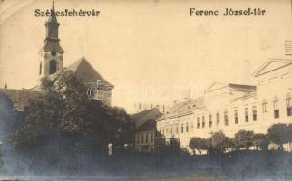 Székesfehérvár, Ferenc József tér és nőnevelde, templom. Szigeti A. látkép lev. lap. készítő (EK)