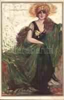 Italian art deco postcard. Lady with fashion hat. Anna & Gasparini 467-5. s: T. Corbella
