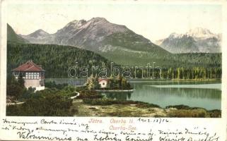 1903 Tátra, Magas Tátra, Vysoké Tatry; Csorba tó. Kiadja Cattarino Sándor 184. sz. / Csorber-See / Strbské Pleso / lake