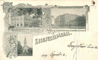 1899 Kisújszállás, Városi takarékpénztár, református főgimnázium és templom. Art Nouveau, floral (EK)