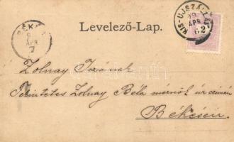 1899 Kisújszállás, Városi takarékpénztár, református főgimnázium és templom. Art Nouveau, floral  (E...