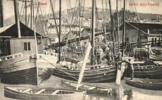 Fiume, Canale della Fiumara. Giacomo M. Kohn 327. / vitorláshajók a kikötőben / port, harbor, canal with sailboats, ships