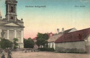 1913 Szőgyén, Szölgyén, Svodín; utca és katolikus templom / street view with church