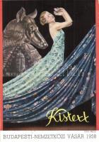 1938 Budapest Nemzetközi Vásár. Kistext reklámlapja. Fotó Pécsi / Hungarian textile factory advertisement (szakadás / tear)