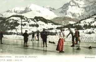 Sport dhiver. Une partie de Hockney / Winter sport, ice skating, curling. C. P. N. 9059. Serie 101. (EK)