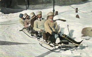 1908 Sport dhiver / Wintersport, 5er Bobschlitten / Winter sport, bobsleigh, sledding people. Series 1142. 4. (EK)