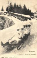1910 Sport dhiver, Course de Bobsleigh / Wintersport, 6er Bobschlitten / Winter sport, bobsleigh, sledding people. Phototypie Co. Serie 81. 9222.