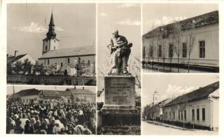 Nádudvar, Református templom parókiával, Hősök emléke, Gazdakör, Piac, árusok, Papp Testvérek üzlete, Csendőr laktanya. Berzék foto (kis szakadás / small tear)