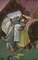 Cats hugging and crying. T.S.N. Serie 1830. s: Arthur Thiele