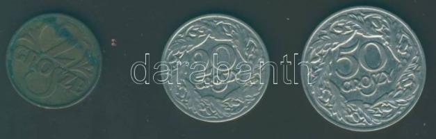 Lengyelország 1923-36. 2Gr, 20Gr, 50Fr T:2/3,3