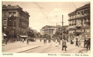 Budapest VIII. Kálvin tér, Nemzeti Múzeum, automobil, szökőkút. Rigler rt. 1. sz. (EK)