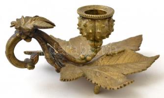 Réz leveles séta gyertyatartó, 17×13 cm