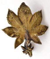 Réz leveles séta gyertyatartó, 17×13 cm