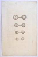 1812. Formuláré a 3, 1, 1/2 és 1/4kr-os, B és S verdejelű érmékről, C & I HONIG vízjelű papíron T:III több ly. / Hungary 1812. Formulare about the 3, 1, 1/2 and 1/4 Kreuzer coins with B and S mint marks, C & I HONIG watermarked paper C:F with multiple holes