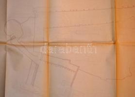 1953 Budai vár térképe, rajzolta Horler Ferenc, az egyik szélen kis szakadással, 80x238 cm