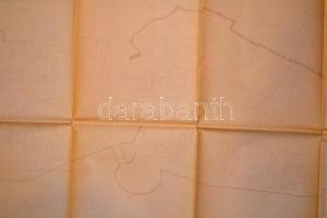 1953 Budai vár térképe, rajzolta Horler Ferenc, az egyik szélen kis szakadással, 80x238 cm