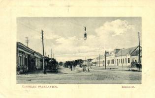 1915 Párkány, Stúrovo; Rákóczi út, üzletek. W.L. Bp. 5821. / street view with shops (EK)