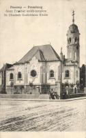 1917 Pozsony, Pressburg, Bratislava; Szent Erzsébet emléktemplom. Sudek Antal kiadása / St. Elisabeth Gadächtniss Kirche / church