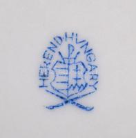 Herendi Viktória mintás porcelán dobozka, kézzel festett, jelzett, kopott, 12,5x8,5x 4,5 cm