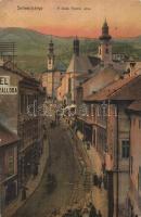 1907 Selmecbánya, Schemnitz, Banska Stiavnica; Deák Ferenc utca, Hungária szálloda. Joerges / street view with hotel