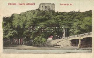 Csicsvaalja, Podcicva (Tavarna, Tovarné); vár, híd. Halász Sándor kiadása / castle and bridge (EK)