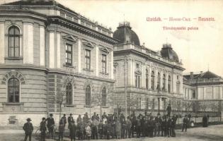 1909 Újvidék, Neusatz, Novi Sad; Törvényszéki palota, kerékpáros. Klein Vilmos bazár kiadása / palace of the court of justice, man with bicycle