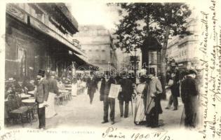 1900 Paris, Boulevard des Capucines / street view with cafe and restaurant terrace (EK)