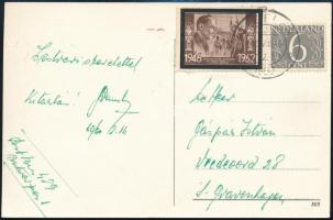 1952 Szálasi ausztráliai magyar propaganda levélzáró futott holland képeslapon