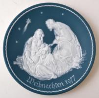 1977 Villeroy & Boch karácsonyi dísztál, biszkvit, jelzett, hibátlan, saját dobozában, d: 29 cm