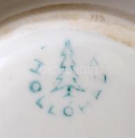 Hollóházi porcelán virágmintás bonbonier, matricás, jelzett, hibátlan, d: 9 cm, m: 9 cm