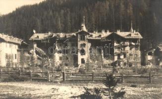 Schluderbach, Carbonin (Südtirol); Dél-Tirol, a háborúban megsérült Hotel Schluderbach / damaged building of Hotel Schluderbach, WWI military, photo