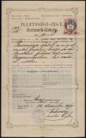 1886 Nagyszombat, Illetőségi jegy 1Ft illetékbélyeggel