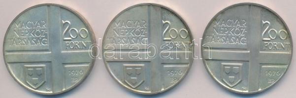1976. 200Ft Ag (3xklf) "Festők I. / Derkovits, Szinyei, Munkácsy" sor T:BU,1 patina 
Adam...
