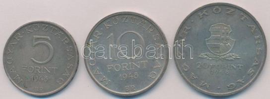 1948. 5Ft Ag "Petőfi" + 10Ft Ag "Széchenyi" + 20Ft Ag "Táncsics" - &qu...