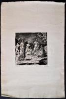 Tarjáni Simkovits Jenő (1895-1995): Térítő. Rézkarc, papír, jelzett, 13×13 cm