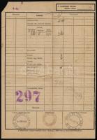 1929 Magyar Királyi Folyam- és Tengerhajózási Rt. teheráru-fuvarlevél okmánybélyeggel
