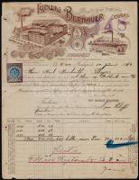 1912-1914 Carl Stiassny Nachf. Leder-Export-Haus és Ludwig Bernauer díszes fejléces számlája, illeté...