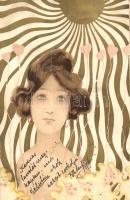 1901 Art Nouveau lady. unsigned Raphael Kirchner litho