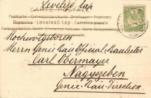 1902 Lady with gun. Hungarian Art Nouveau litho art postcard. Serie 340. No. 2. s: Basch Árpád