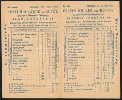 1895 Pesti Molnárok és sütők gőzmalom Rt.  árjegyzéke. Hátoldalon a malom képével