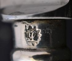 Ezüst (Ag.)nyelű rozsdamentes szeletelő kés, jelzett, monogrammal, h: 30,5 cm