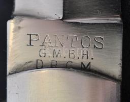 Patens összecsukható pillangókés, két élű, bőr tokkal, h: 23,5 cm