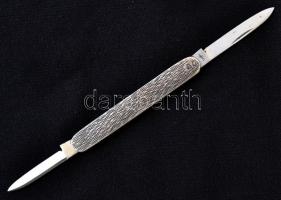 Ezüst (Ag.) tokos Solingeni két pengés női zsebkés, h: 10,5 cm