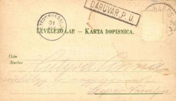 Daruvár, Daruvar; Park, Bad, Kloster Pakra / fürdő, park, Pakra szerb ortodox kolostor, címer / park...