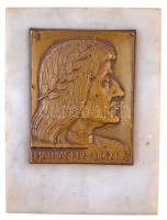 Pátzay Pál (1896-1979) DN Mathias Rex Hungariae préselt réz plakett márványlapon, hátoldalán (78x61mm) T:2