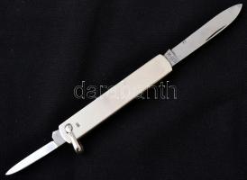 Ezüst (Ag.) nyelű Peiring Solingen női zsebkés, két pengés, jelzett, h: 12,5 cm