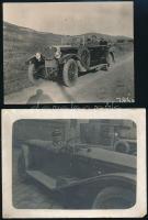 1924-1928 Autóval Budapesten és a bécsi országúton, 2 db fotó, 9×12 cm