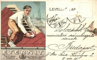 1913 Eternit-Pala. Hatschek Lajos Eternit-Művek reklámlapja / Hungarian roof tile advertisement card. litho (felszíni sérülés / surface damage)